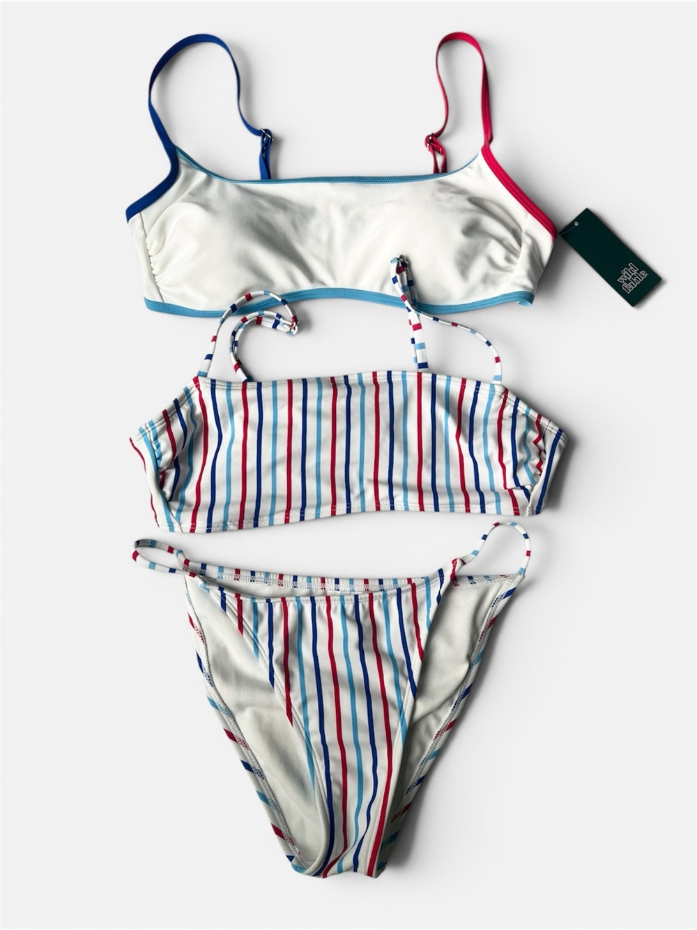 Wild Fable Striped Red & Blue Women's 3-Piece Bikini Set Size S/M - Picture 4 of 13